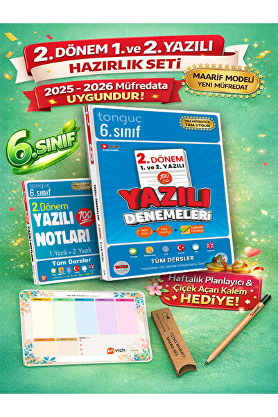 Tonguç Yayınları 6. Sınıf 2. Dönem Yazılı Hazırlık Seti - Yazılı Notları ve Y...