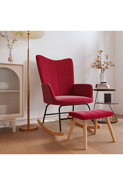 Concept Scaun balansoar cu taburet, roșu vin, textil