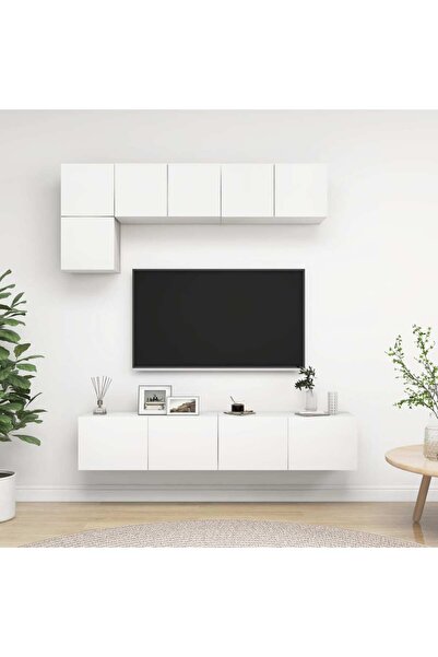 Concept Σετ ντουλαπιών τηλεόρασης, 5 τεμάχια, λευκό, μοριοσανίδα