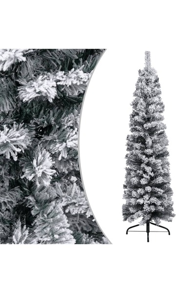 Concept Brad de Crăciun artificial slim, cu zăpadă, verde, 120 cm, PVC