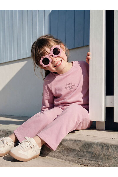 LC Waikiki Lcw Kids Lilac Printed Girls' Sweatshirt and Pants