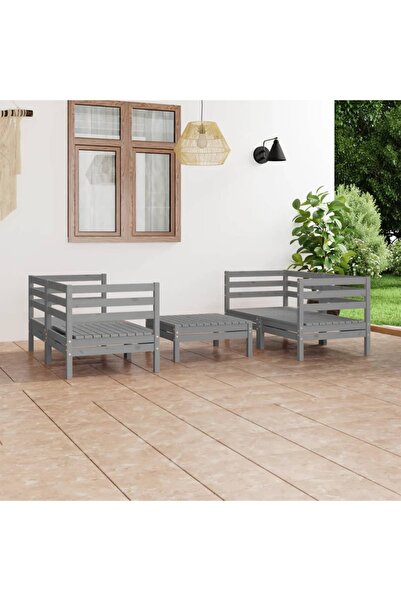 Concept Set mobilier de grădină, 5 piese, gri, lemn masiv de pin