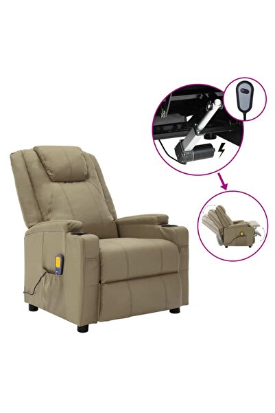 Concept Ηλεκτρική ανακλινόμενη πολυθρόνα μασάζ, καπουτσίνο, οικολογικό Δερμάτινο