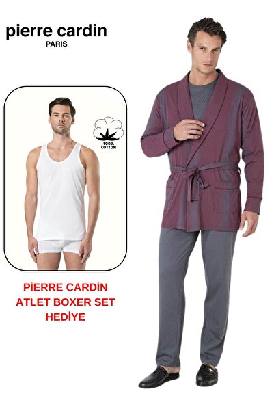 Pierre Cardin Premium Men's 3-Piece 100% Cotton Piece Long Sleeve Pajama Set ...