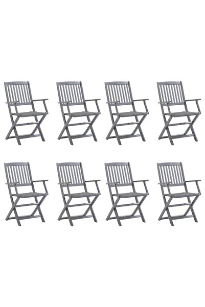 Concept Πτυσσόμενες καρέκλες εξωτερικού χώρου με μαξιλάρια, 8 τεμ., από μασίφ...