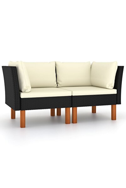 Concept Canapele de colț, 2 buc., poliratan & lemn masiv de eucalipt