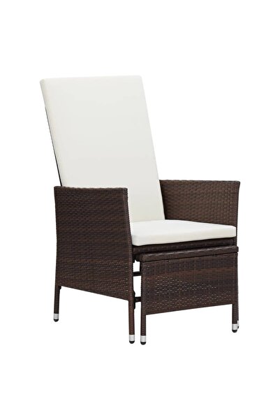 Concept Πτυσσόμενη καρέκλα κήπου με μαξιλάρια, καφέ, πολυρατάν