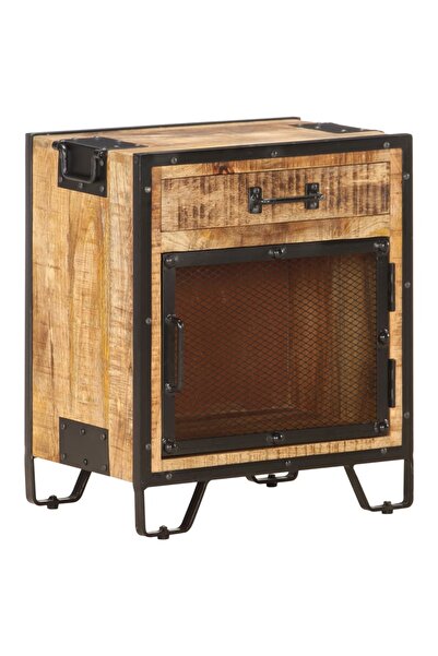 Concept Κομοδίνο, 43 x 30 x 51 εκ., μασίφ ακατέργαστο ξύλο μάνγκο