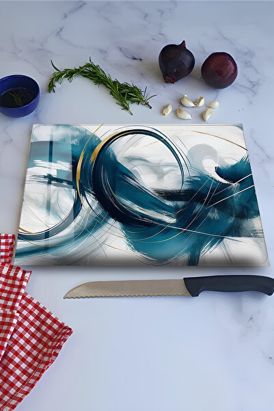 kutuTR لوح تقطيع من الزجاج المقسى من Soyut Sanat منقوش بحجم 30X40 سم مطبوع بت...