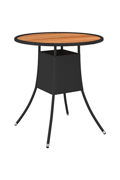 Concept Τραπέζι κήπου, μαύρο, Ø 70 cm, πολυρατάν και μασίφ ξύλο ακακίας