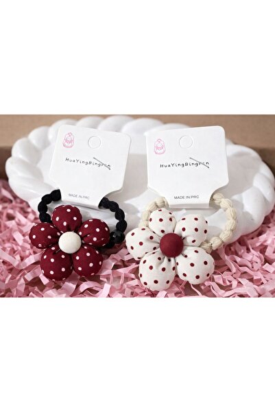 EMKSHOP Set de 2 elastice de păr cu flori din material textil