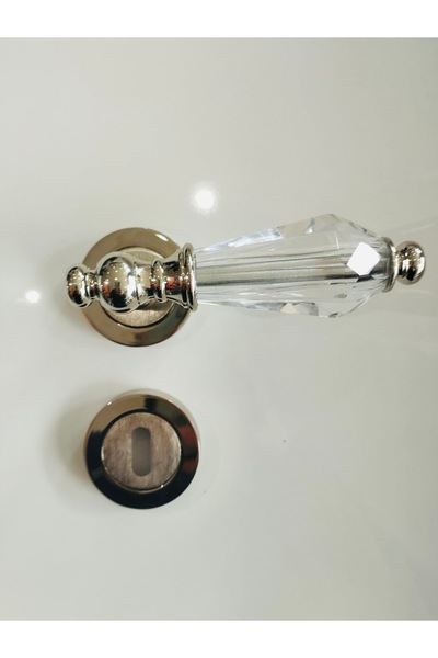 Sofuoğlu Elmas Zamak Yuvarlak Rozetli Lüks Oda Kapı Kolu Çift Renk Nikel/Saten