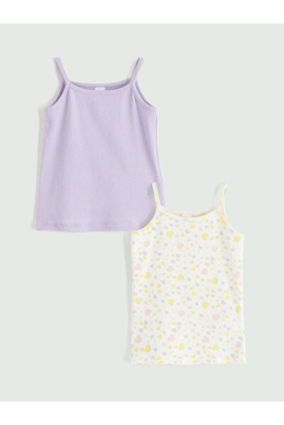 LC Waikiki Ecru Square Neck Rope Strap Girls' Undershirt 2-Piece Set