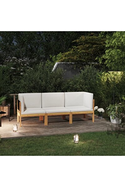Concept Τριθέσιος καναπές κήπου με μαξιλάρια, από μασίφ ξύλο ακακίας