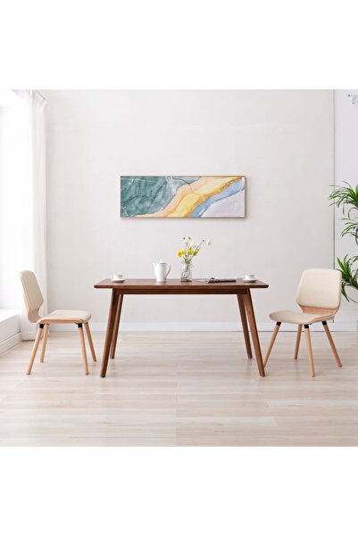 Concept Καρέκλες κουζίνας, 2 τεμ., κρεμ, οικολογικό Δερμάτινο