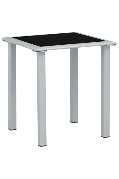 Concept Garden table, black and silver, 41x41x45 cm, steel and glass