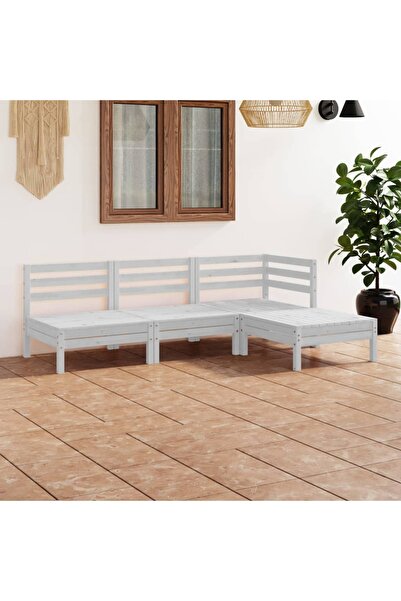 Concept Σετ επίπλων κήπου, 4 τεμάχια, λευκό, μασίφ ξύλο πεύκου