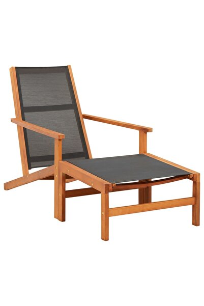 Concept Scaun grădină cu taburet, lemn masiv de eucalipt & textilenă