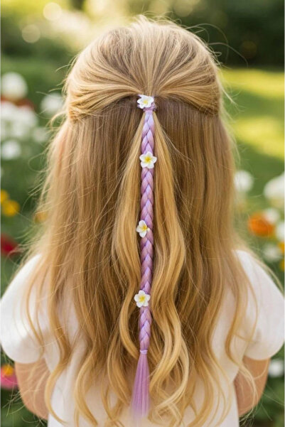 shop Elastic de păr cu detalii florale de culoare liliac