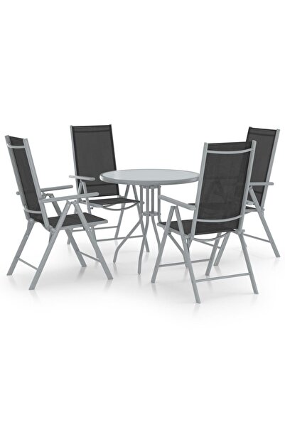 Concept Σετ επίπλων κήπου, 5 τεμάχια, ασημί, αλουμίνιο και textilene