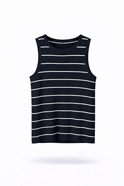 5in1Canpolat Dark Navy Blue Striped Athlete 126