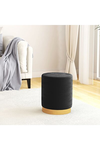 Concept Taburet depozitare rotund, negru, catifea