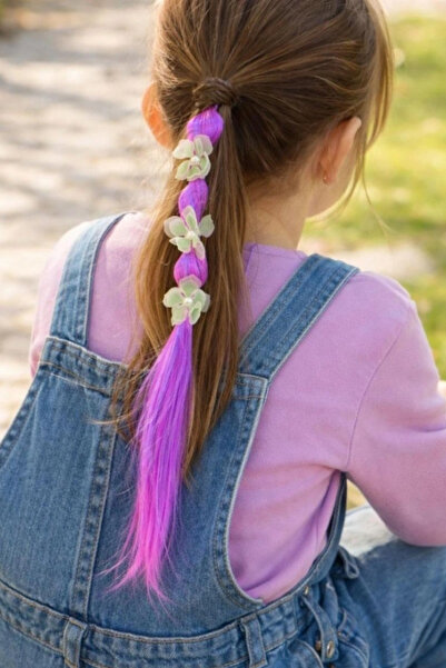 shop Elastic de păr cu detalii florale de culoare violet