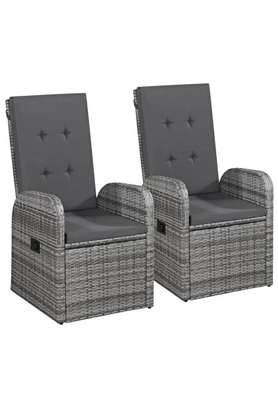 Concept Πτυσσόμενες καρέκλες κήπου με μαξιλάρια, 2 τεμ., γκρι, πολυρατάν