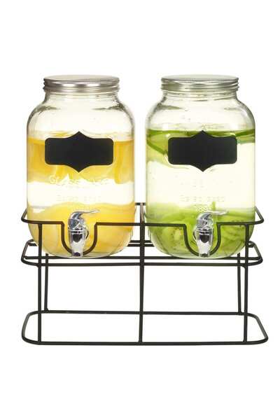 Concept Dozatoare de băuturi cu suport, 2 buc., 2 x 4 L, sticlă