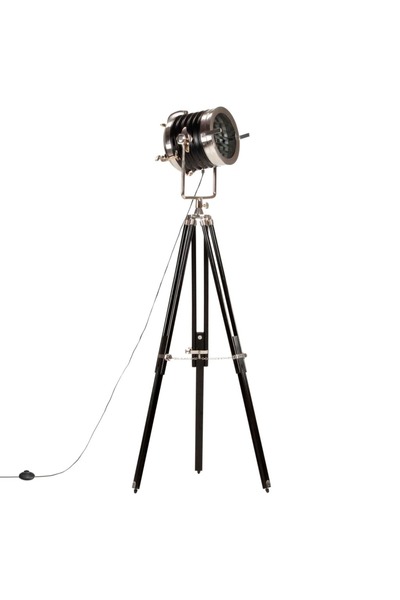 Concept Lampă de podea trepied, negru, 171 cm, lemn masiv de mango