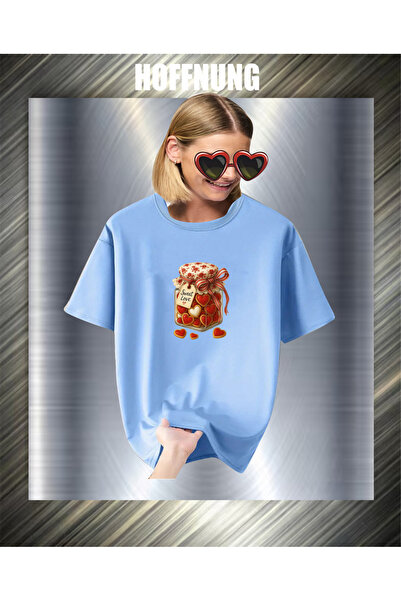 HOFFNUNG Unisex Short Sleeve Round Neck Sweet Love Jam Printed Solid Color Ts...