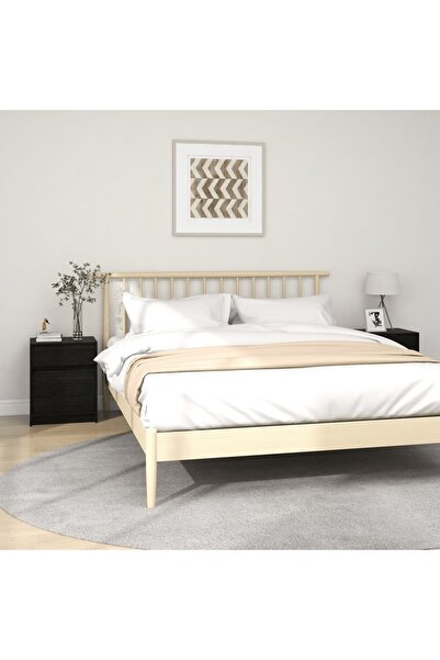 Concept Noptiere, 2 buc., negru, 40x31x50 cm, lemn masiv de pin