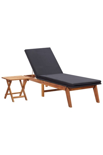 Concept Ξαπλώστρα θαλάσσης με τραπέζι, πολυρατάν και μασίφ ξύλο ακακίας