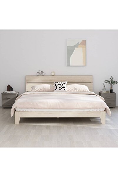 Concept Noptiere, 2 buc., gri deschis, 40x35x44,5 cm, lemn masiv de pin