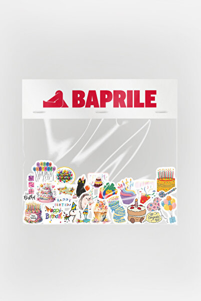 Baprile Happy Birthday Sticker Paketi 25 Parça Kaliteli Su Geçirmez Doğum Gün...