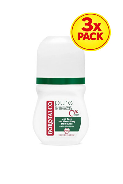 Borotalco 3x PACK Pure Original Roll-on Deodorant 50ml