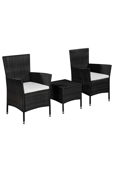 Concept Set mobilier bistro, 3 piese, negru, poliratan