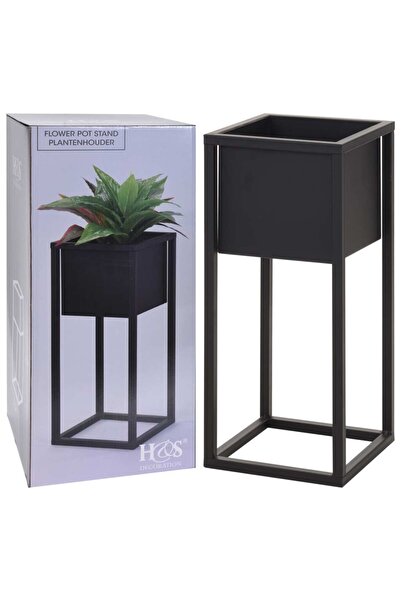H&S collection Home&Styling Ghiveci de flori cu suport, negru, 50 cm, metal