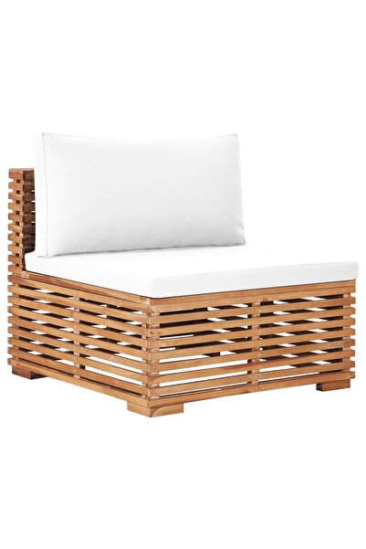 Concept Καναπές κήπου με μαξιλάρια σε κρεμ χρώμα, από μασίφ ξύλο τικ