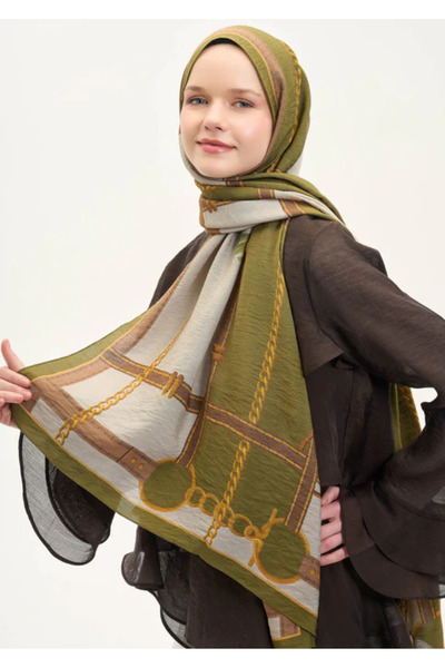 Silk Home أوربان أورز شال مايدا كبير الحجم بلون أخضر زيتي 190x70