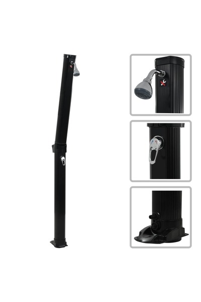 Concept Duș solar pliabil, negru, 214 cm, 23 L