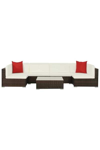 Concept Σετ επίπλων κήπου με μαξιλάρια, 7 τεμάχια, καφέ, πολυρατάν