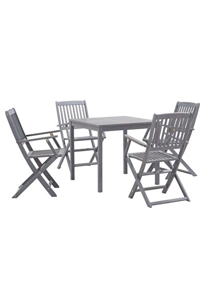 Concept Set mobilier de grădină, 5 piese, gri, lemn masiv de acacia