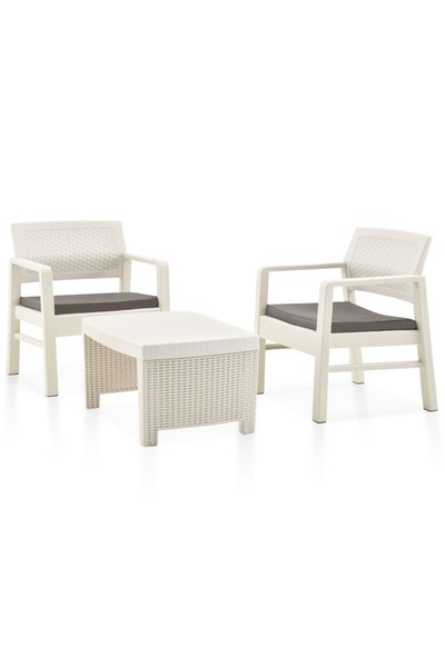 Concept Σετ επίπλων κήπου, 3 τεμάχια, λευκό, πλαστικό