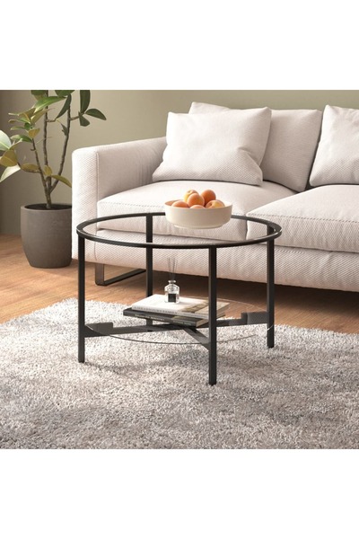 Concept Masă de ceai, negru și transparent,70 cm, sticlă securizată