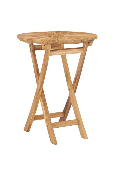 Concept Πτυσσόμενο τραπέζι κήπου, Ø 60 cm, από μασίφ ξύλο τικ