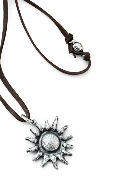 JİMNY JEWELRY Nomad Real Leather Suede Thread Metal End Necklace