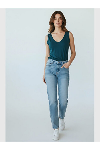 MODA Women's Front and Back V-Neck Viscose Combed Cotton Sleeveless T-Shirt