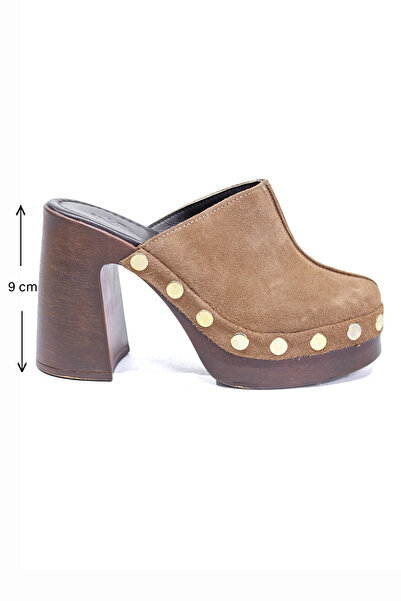 Z&S Genuine Leather Handmade Clogs in Tan Color for Women Daily Use Slipper