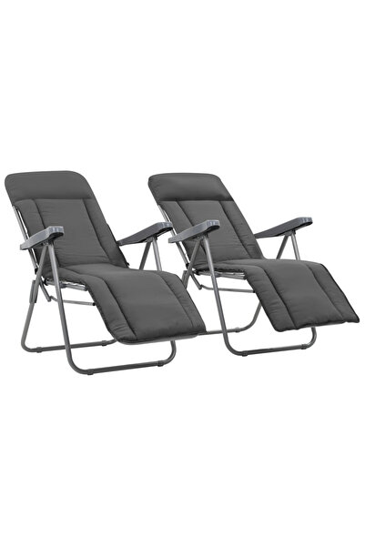 Concept Scaune de grădină pliabile cu perne, 2 buc., gri